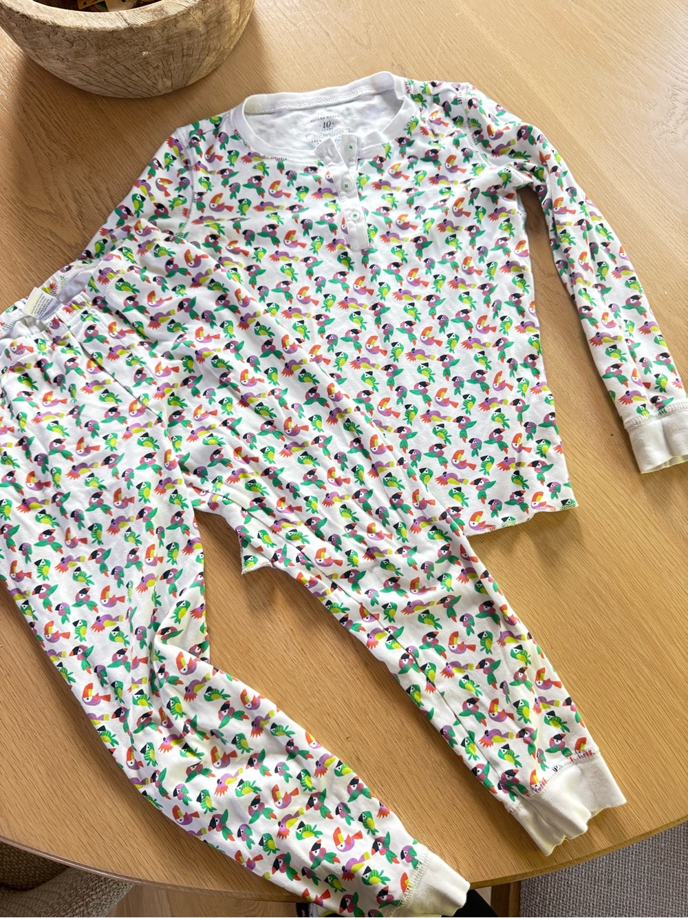 Roberta Roller Rabbit White Pajama Set with Multicolor Bird & Floral Print